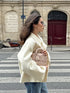 Women's Creamy White Oversized Collar Coat Elegant Flared Sleeves Solid Loose Jackets 2025 Female Autumn Chic Casual Outerwear