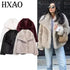 HXAO 2024 Woman Autumn Winter Faux Fur Coat Plush Fluffy Women's Jacket New in Outerwears White Red Gray Black Wool Blends Coats