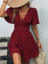 2025 New Summer Deep V-Neck Smocked Ruffled Sleeves Bodycon Dress Women French Retro Style Solid Color Short Long Midi Maxi Dres