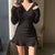 2025 New V Neck Polyester Dress Woman Summer Fashion Long Sleeve Dress Women's Dress Loose Korean Style Women Shirts