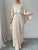 Spring Summer Elegant Crew Neck Pleated Dresses Women Casual Solid Loose Long Dress Cloak Sleeves Ruffle Maxi Dress Vestidos