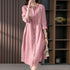 Button Up Shirt Dress Female Plain Basic Solid Long Sleeve Turtleneck Cotton Linen Midi Dress Qutfits Ladies Dress Female Robe