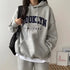 American Style Letter printed Hooded Sweatshirt Women's Loose Fit Thickened Fleece Lined Cross-border Clothing