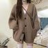 Autumn Winter Women Cardigan Sweater Coats Fashion Female Long Sleeve V-neck Loose Knitted Jackets Casual Sweater Cardigans