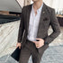 ( Blazer + Pants ) High-end Brand Formal Business Plaid Mens Suit Groom Wedding Dress Solid Color Stage Performance Tuxedo S-7XL